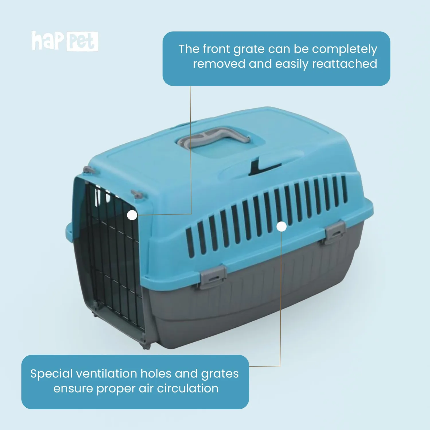 Happet Doggy Transportbox S Blau-Grau 49 cm