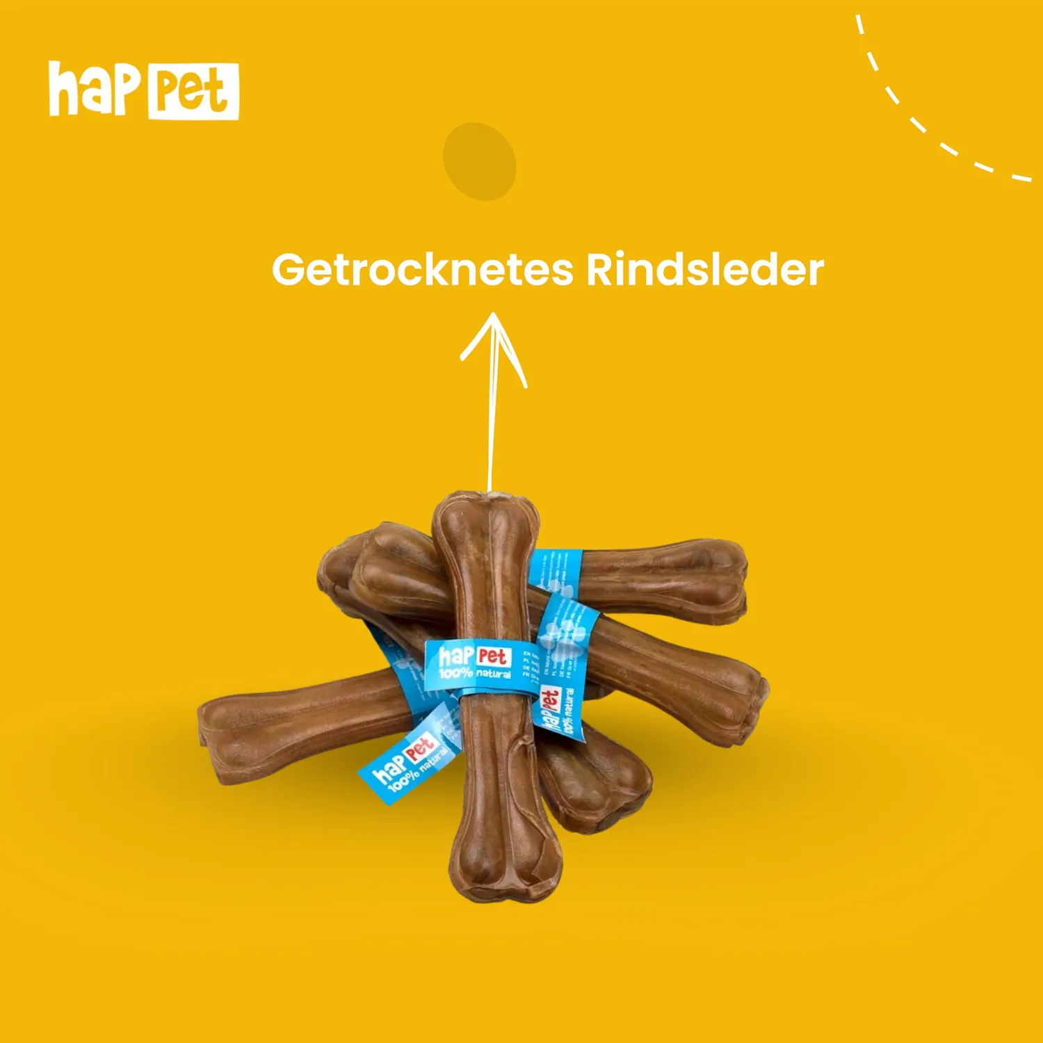 Happet Pressknochen Kauknochen 20 cm 5 Stück proteinreich