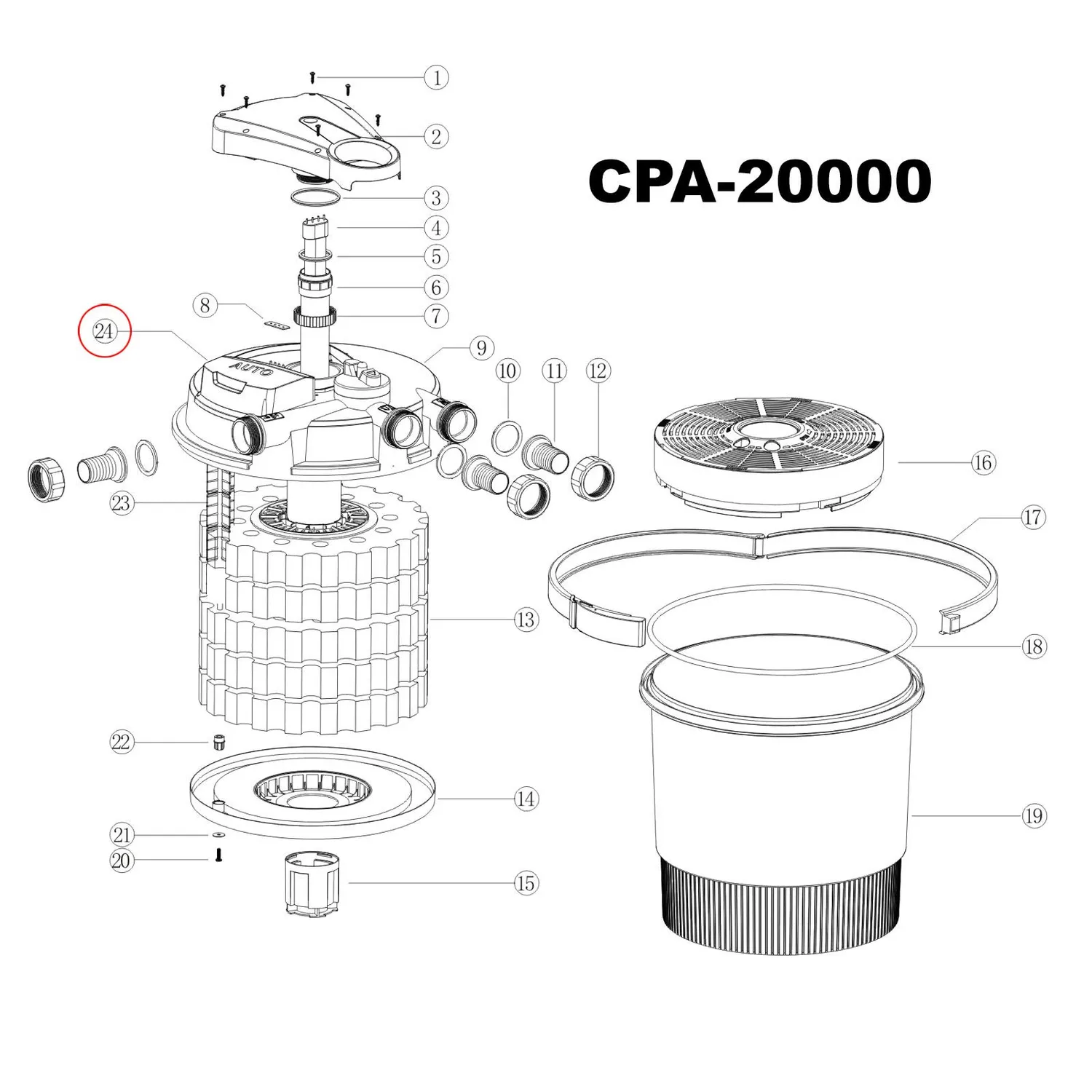 SunSun CPA-20000 Deckel Druckteichfilter