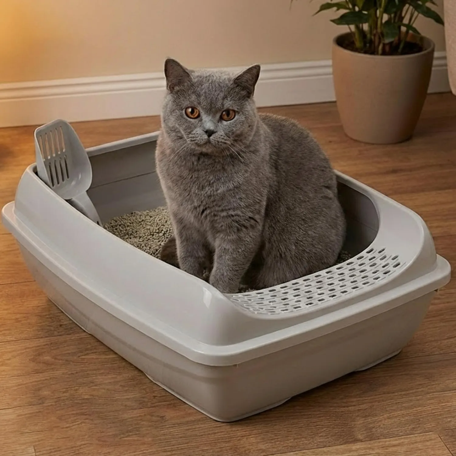 Happet Select Katzentoilette offen Grau 49,6 cm mit Schaufel