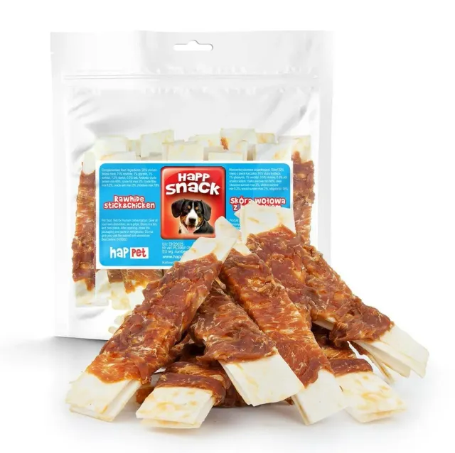 Happet Rinderhaut-Kaustreifen Hähnchen Hundesnack 15 cm 500 g