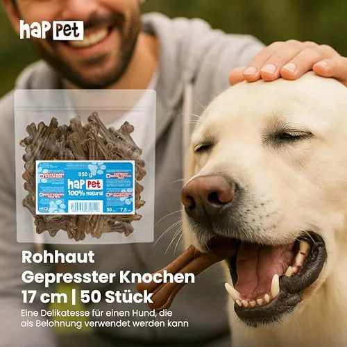 Happet Pressknochen Kauknochen 7,5 cm 50 Stück Rind