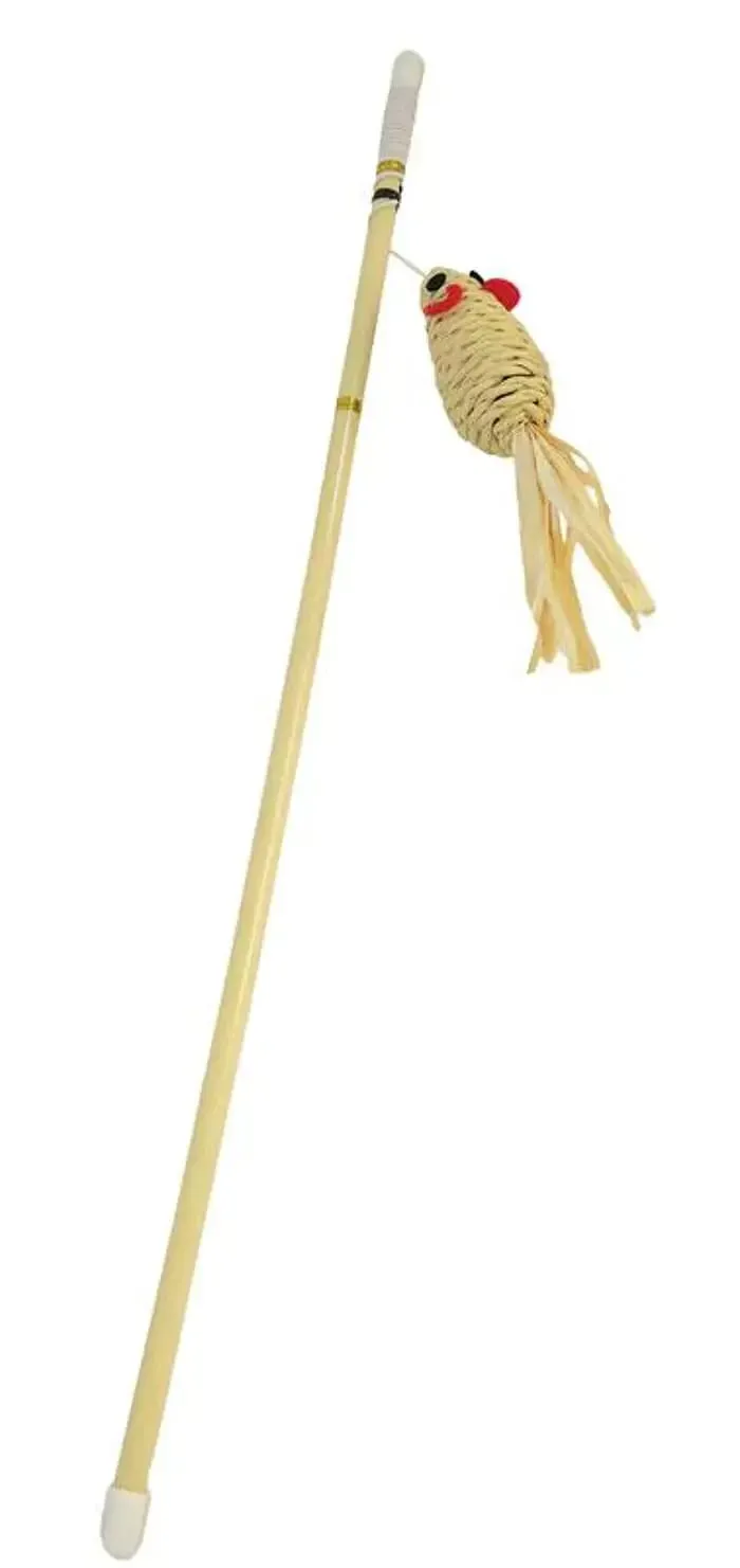 Happet Angelrute Katze 48 cm Vogel mit Federn