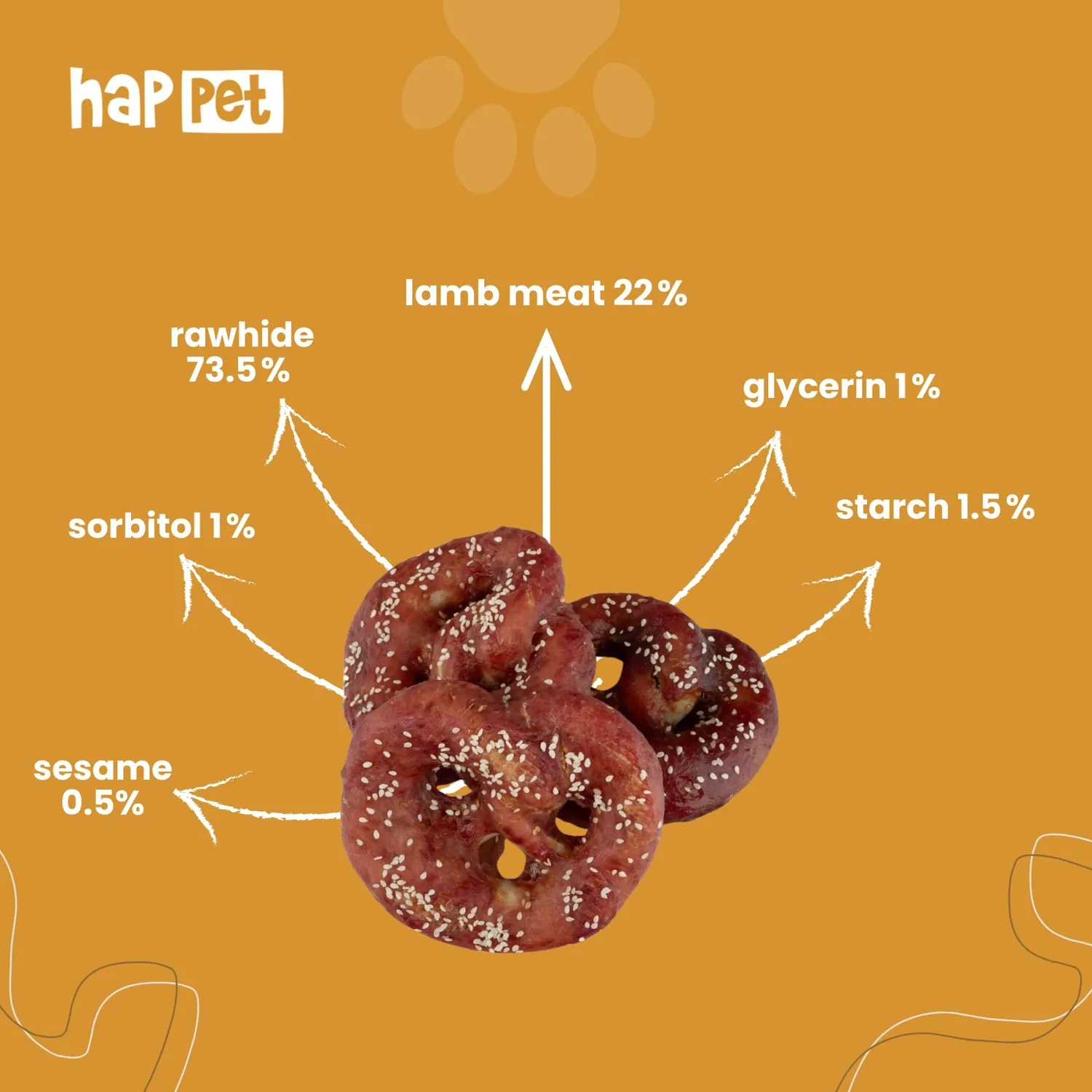 Happet Bakery Lamm Brezel Hundesnack 4 Stück getreidefrei