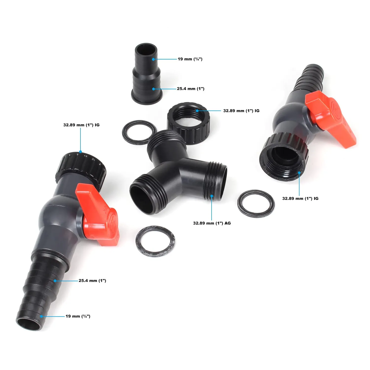 SunSun Y-Verteiler 50174 20/25 mm mit Absperrhahn