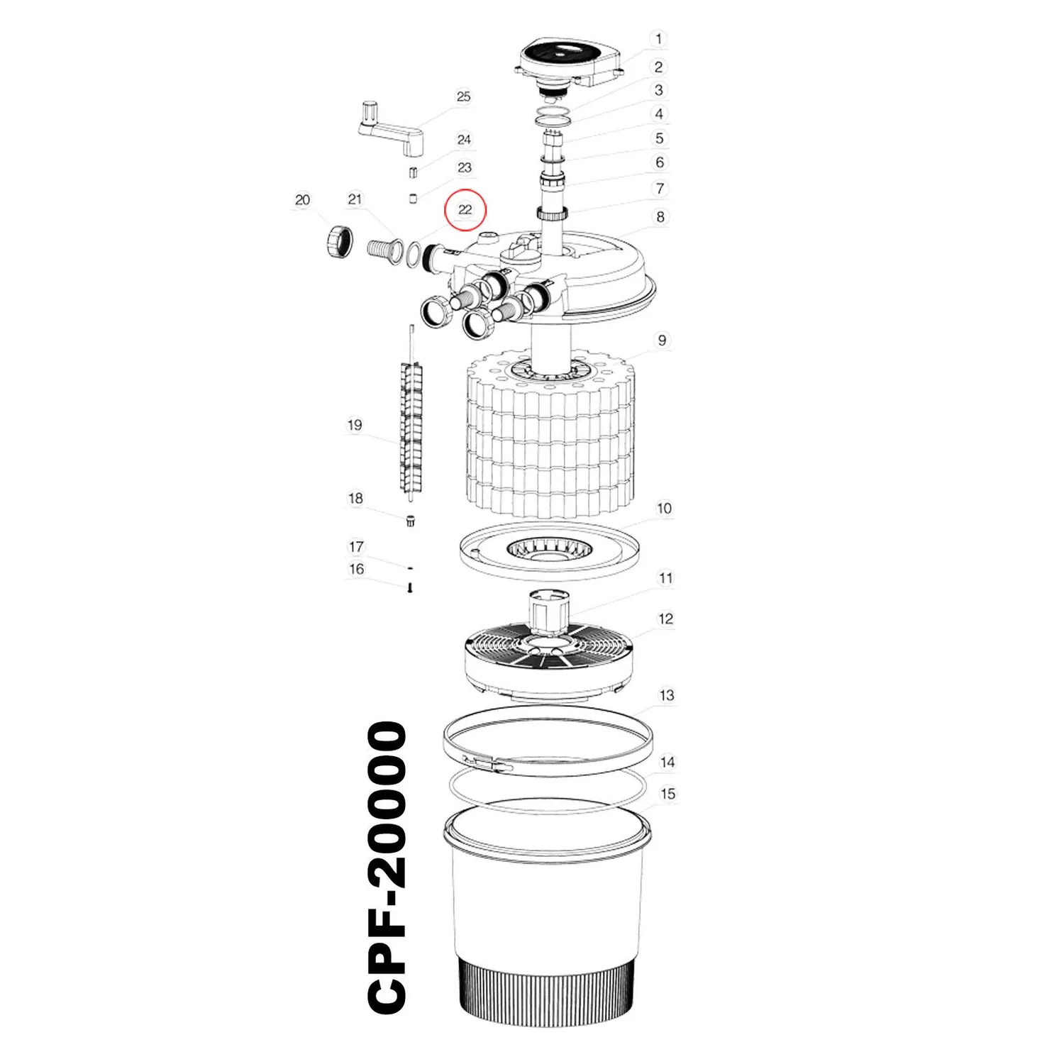 SunSun CPF-20000/30000/50000 Druckteichfilter Deckel Ersatzteil