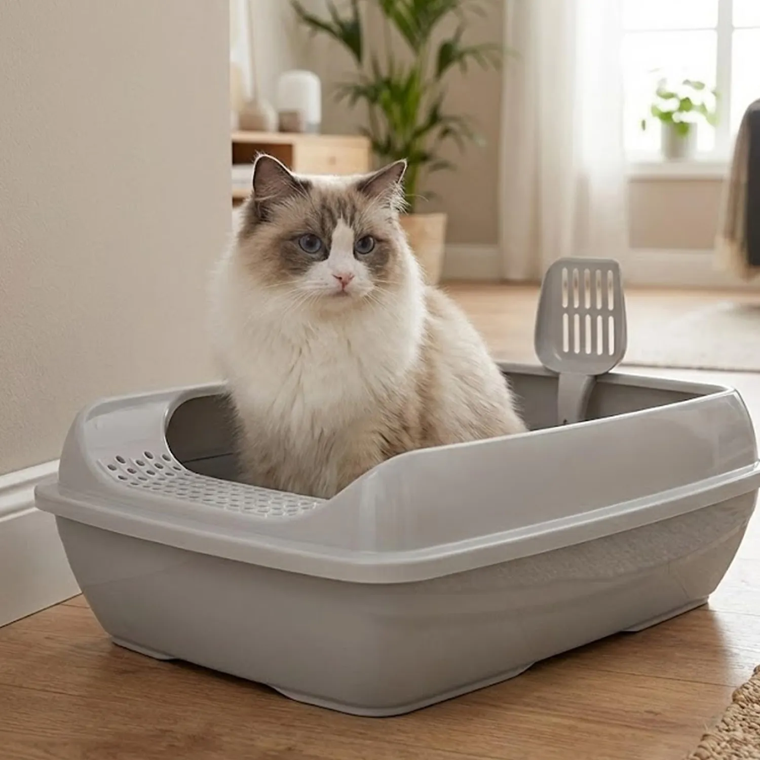 Happet Select Katzentoilette offen Grau 49,6 cm mit Schaufel