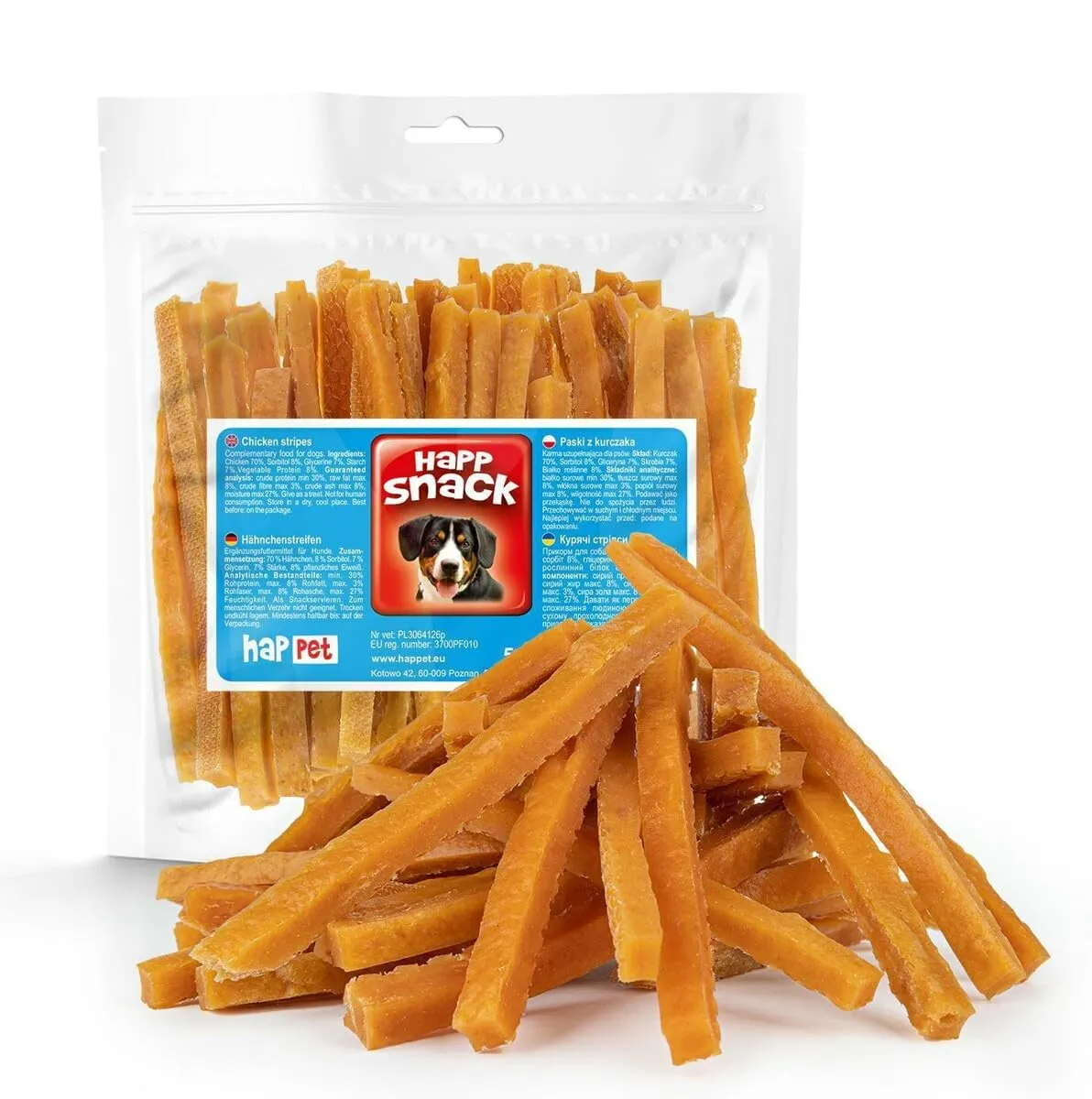 Happet Entenstreifen Hundeleckerli 500 g proteinreich
