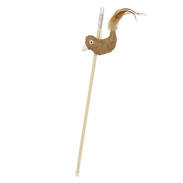 Happet Angelrute Katze 48 cm Vogel mit Federn