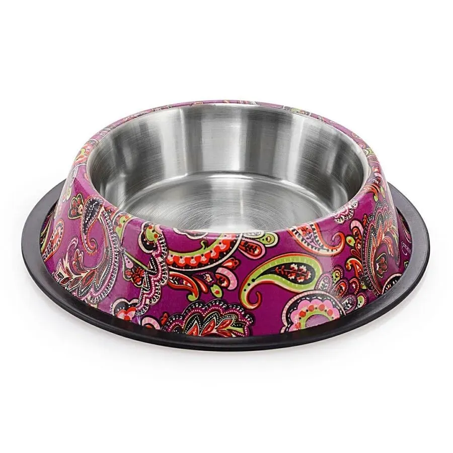 Happet Schale Pink Futternapf 12cm 0,2L Paisley Edelstahl