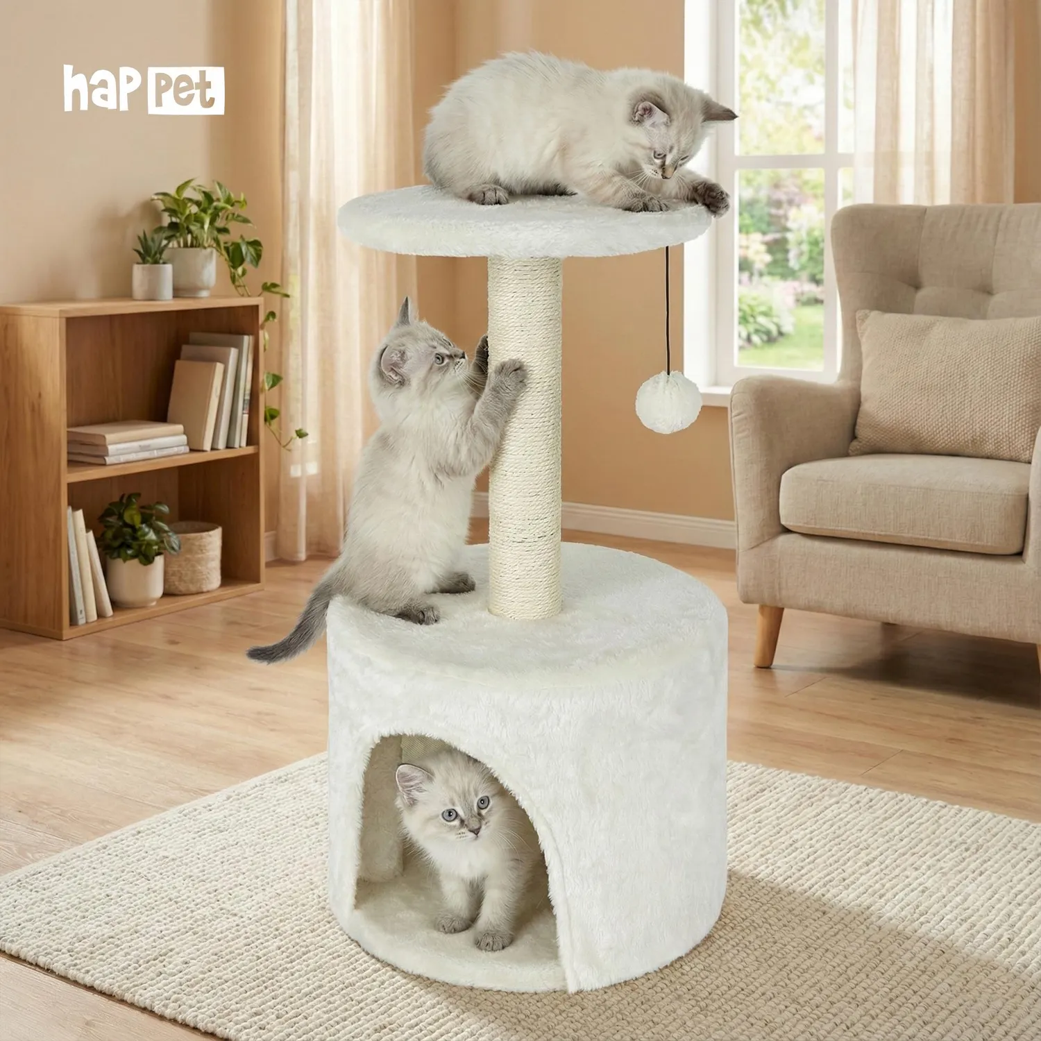 Happet Kratzbaum 69cm Hellbeige Höhle