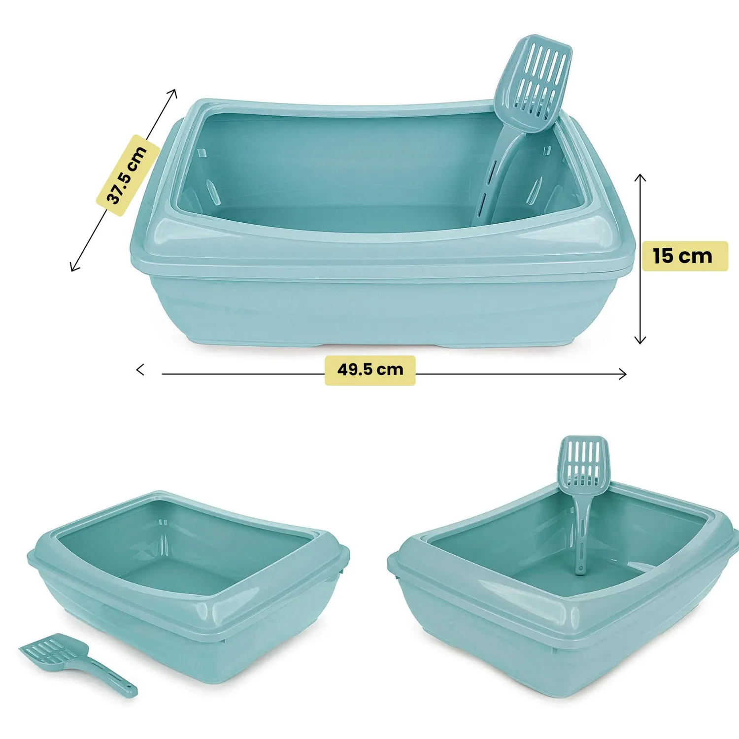 Happet Primal Katzenklo offen 49,5 cm Mintgrün mit Schaufel