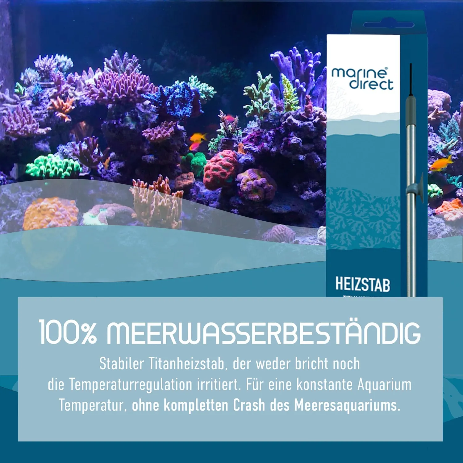 Marine Direct Titanheizstab 100W Aquarium bis 300 l
