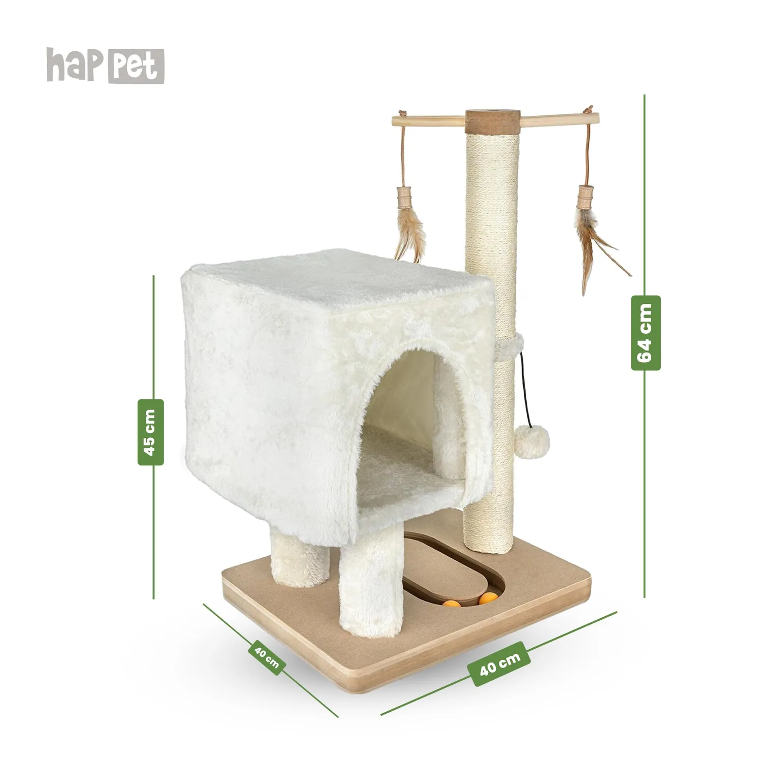 Happet Kratzbaum 64cm Hellbeige Haus Kugelbahn