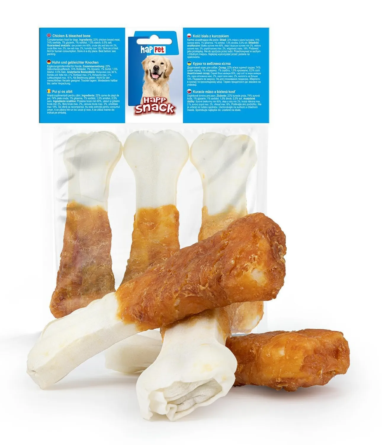 Happet Rinderhaut Kauringe Kaninchen 10 cm Hundesnack 4 Stück