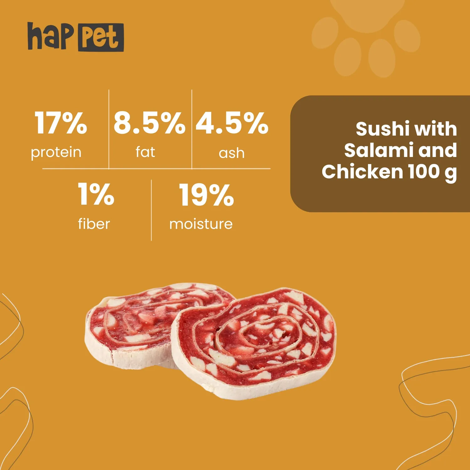 Happet Sushi Salami-Huhn Hundesnack 100 g weich Kollagen