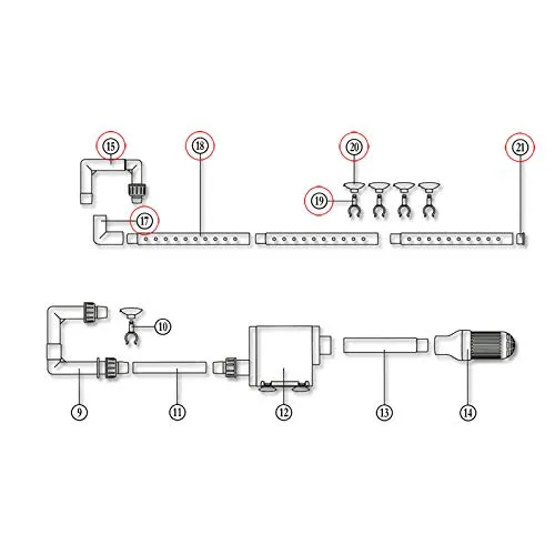 SunSun HW-504A Auslass Set Ersatzteil 9-tlg Aquariumfilter