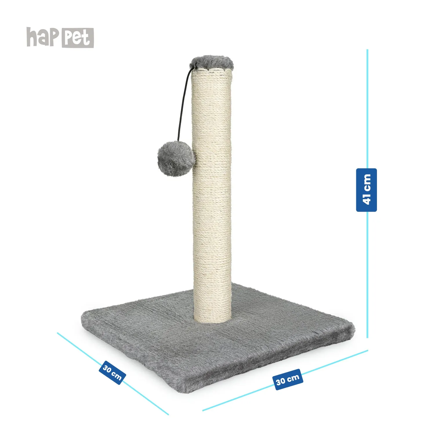 Happet Katzenkratzer Kratzbaum 41 cm Sisal mit Ball