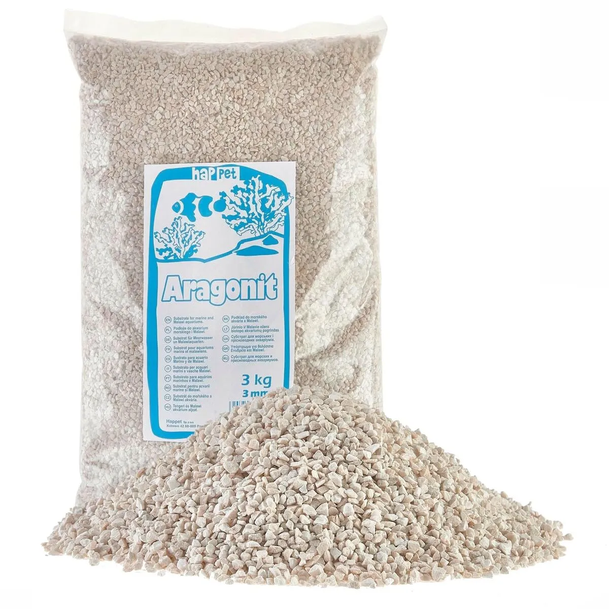 Happet Aragonit 1 mm Aquariensand 3 kg pH-stabilisierend