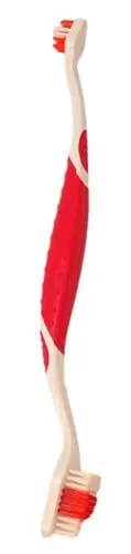Happet Doppelseitige Zahnbürste Hund Katze Weiß-Rot Nylon