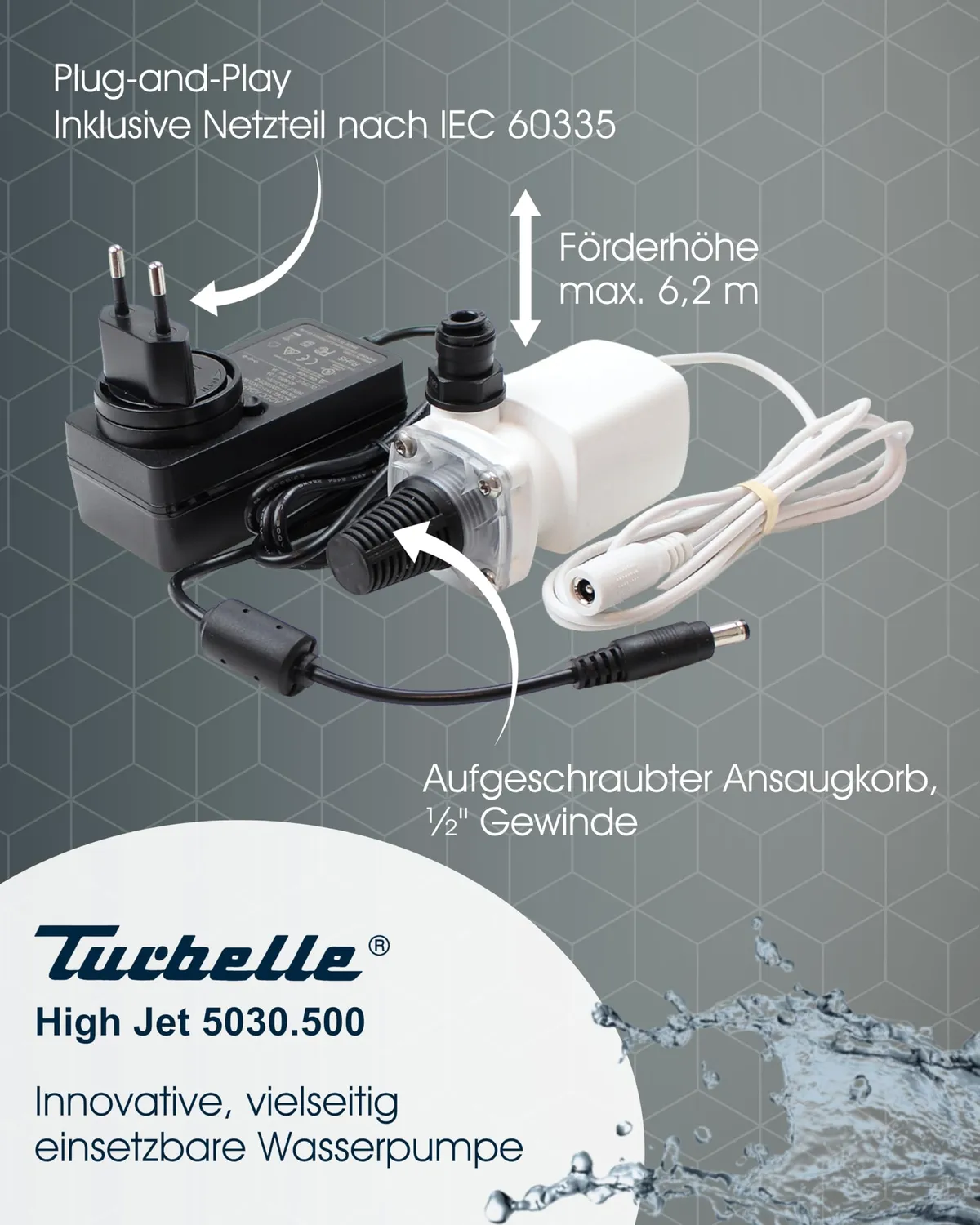 TUNZE Turbelle High Jet 5030 Wasserpumpe mit Netzteil