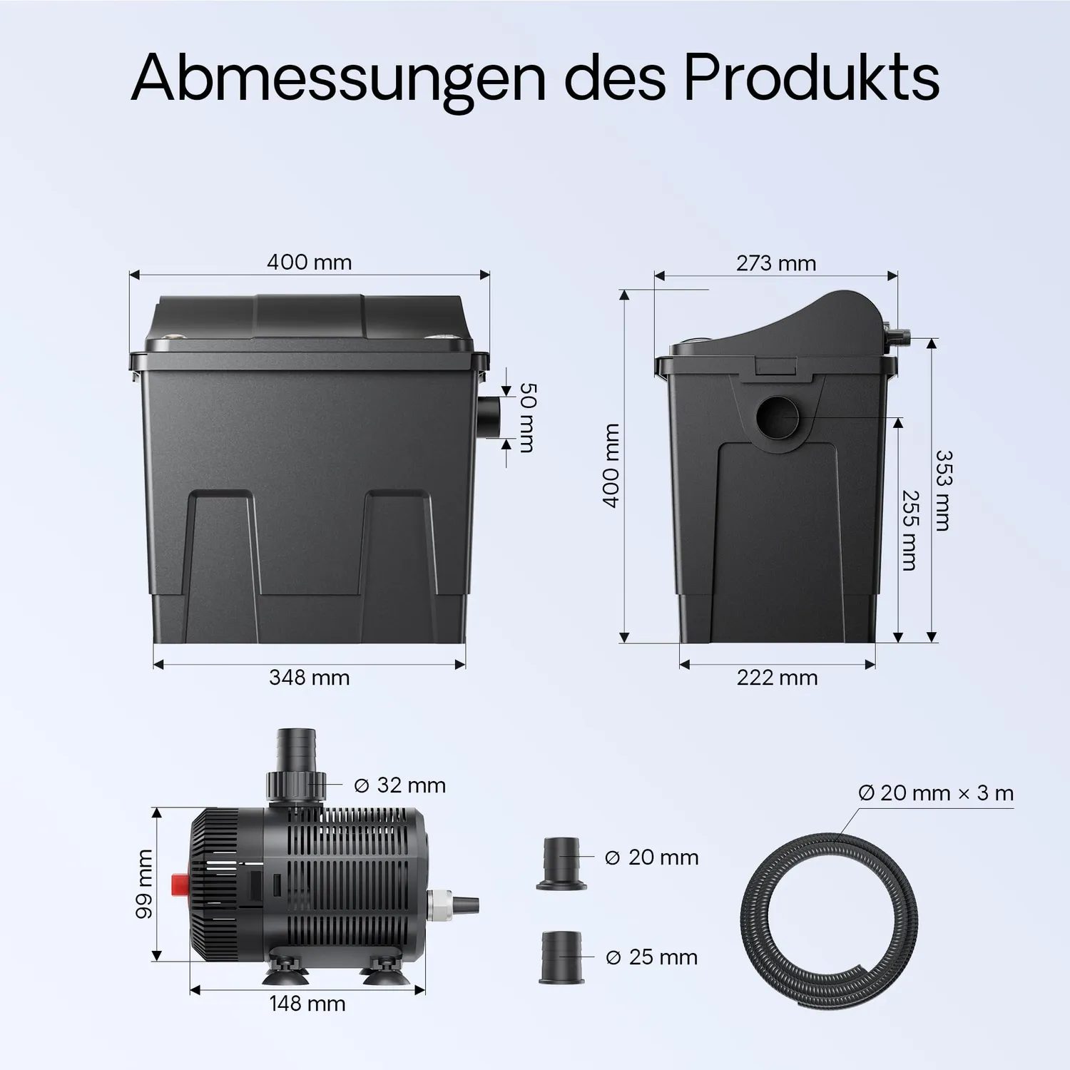 SunSun CBF-200T Teichfilter Komplettset 6000l 9W UVC Pumpe