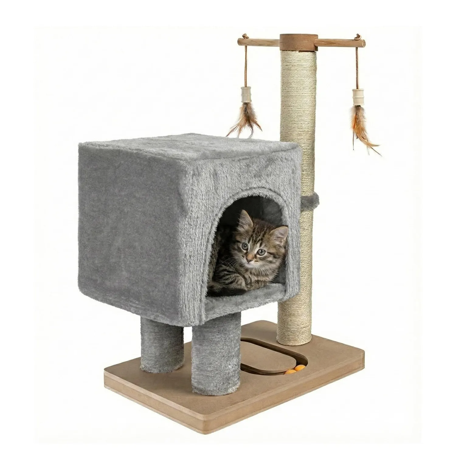 Happet Kratzbaum 64cm Hellbeige Plüschhaus