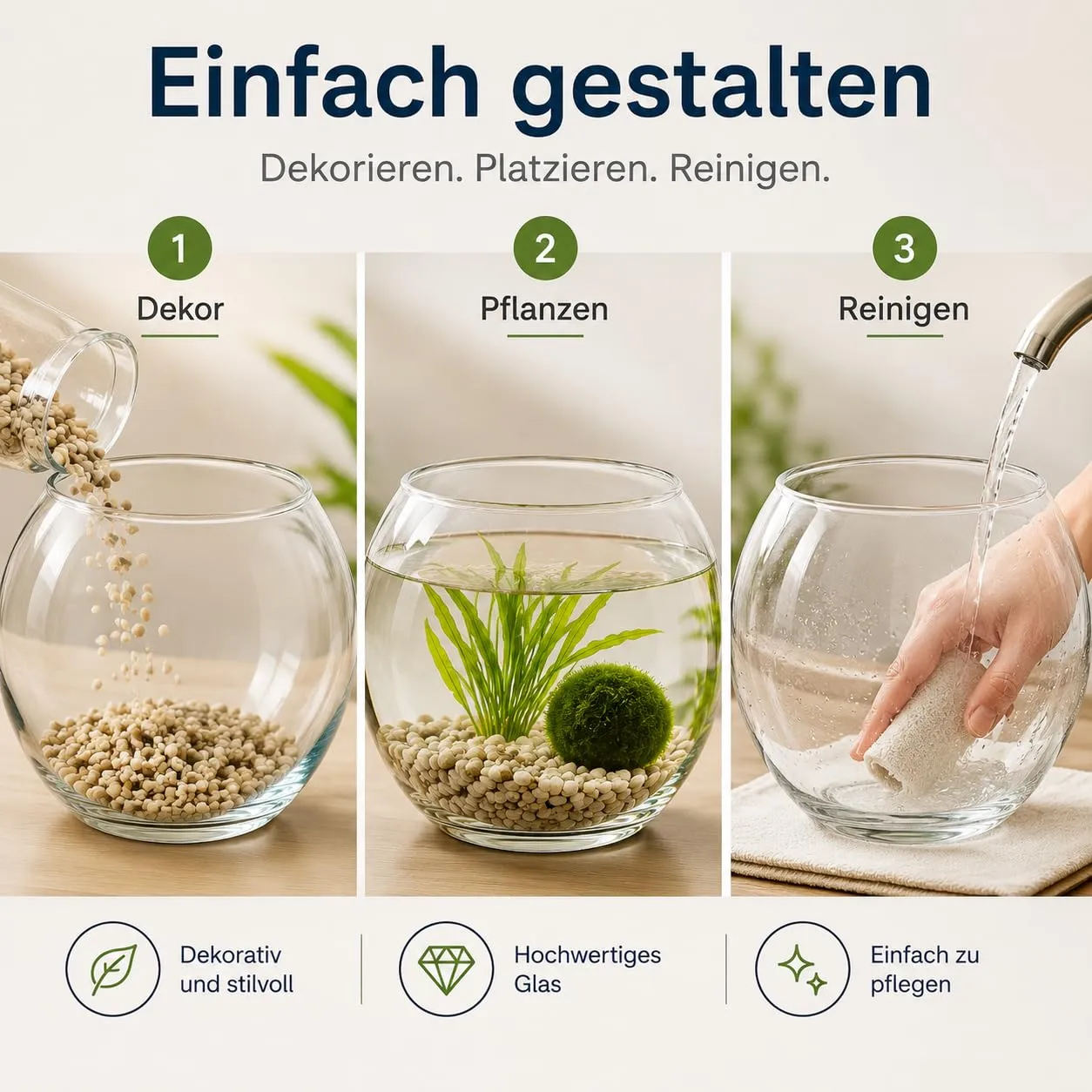 Happet Glasfischvase Rund Fischglas 4 Liter klar