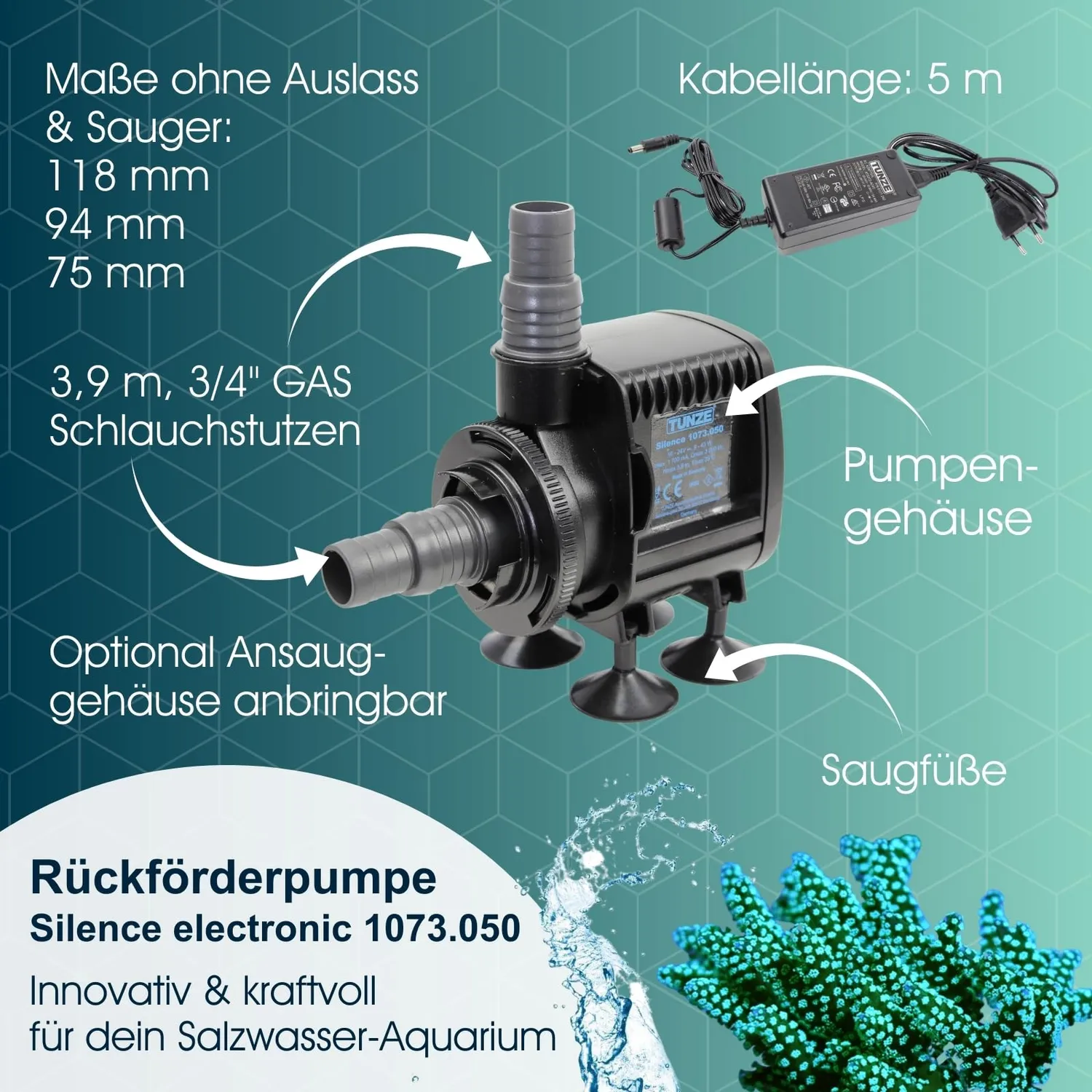 TUNZE Silence Electronic Rückförderpumpe 3000 l/h 3,9 m