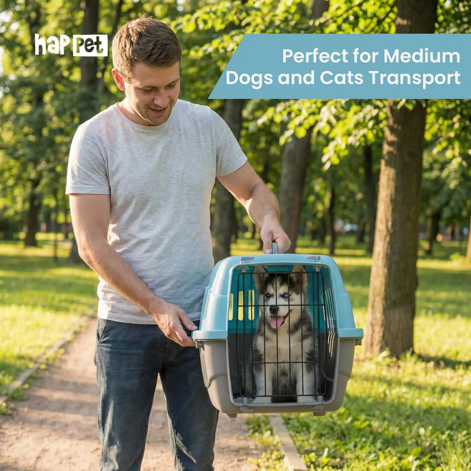 Happet Doggy Transportbox S Blau-Grau 49 cm