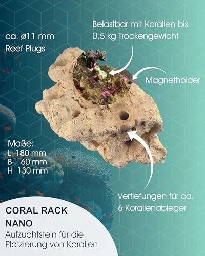 TUNZE Coral Rack Nano Keramikstein 6 Ableger Magnet