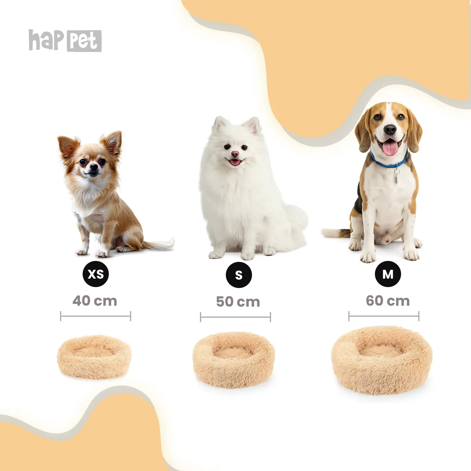 Happet Donut Hundebett 60 cm Beige waschbar
