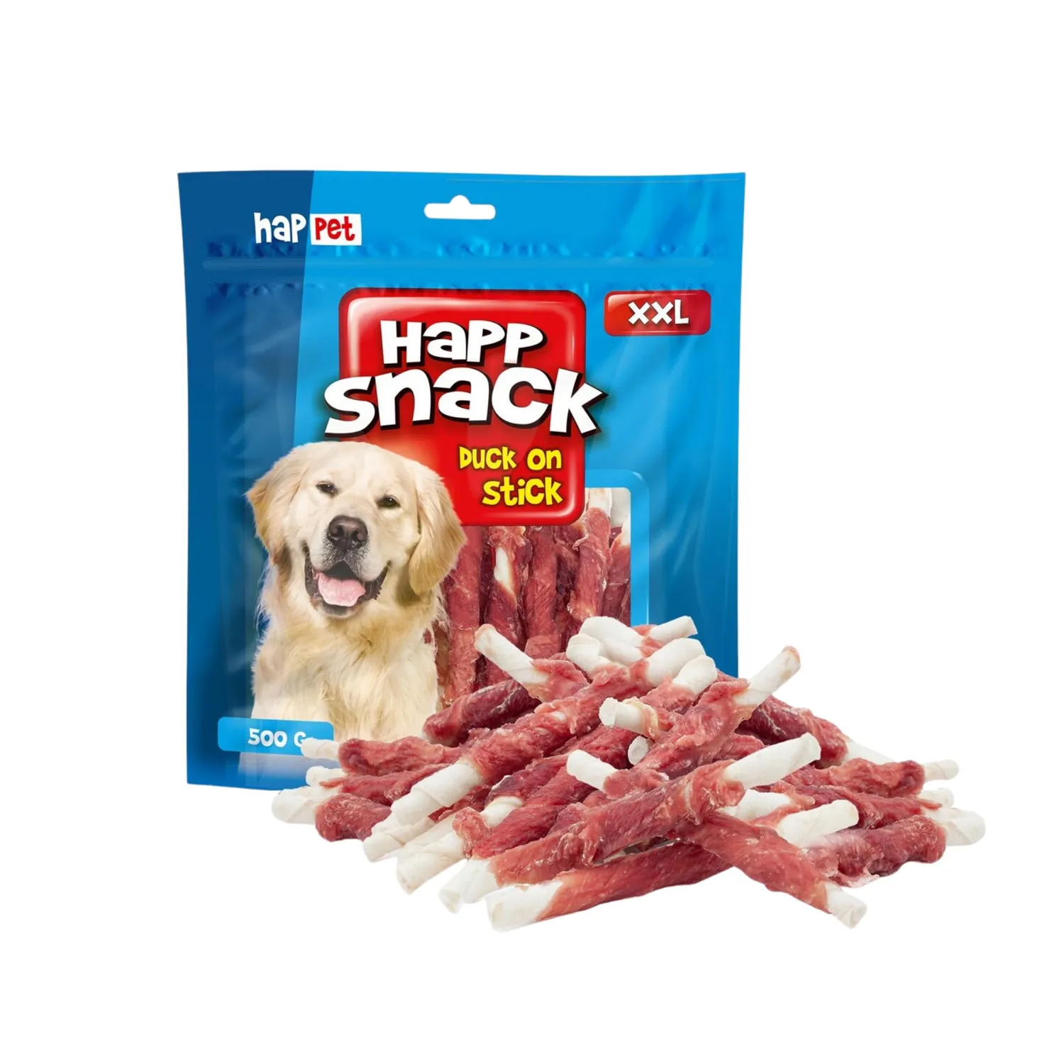 Happet Rinderhaut-Kaustreifen Hähnchen Hundesnack 15 cm 500 g