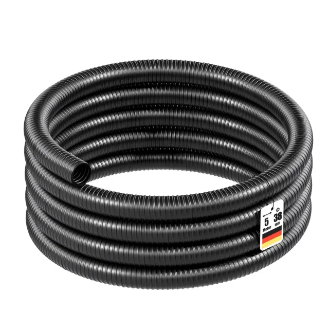 Wiltec Spiralschlauch 38 mm Förderschlauch 5 m schwarz