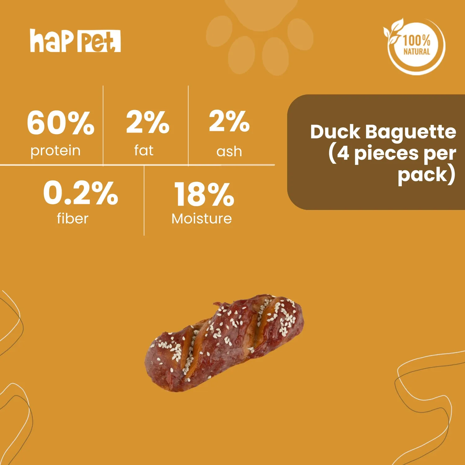 Happet Enten-Baguette Hundesnack 4 Stück getreidefrei Ente