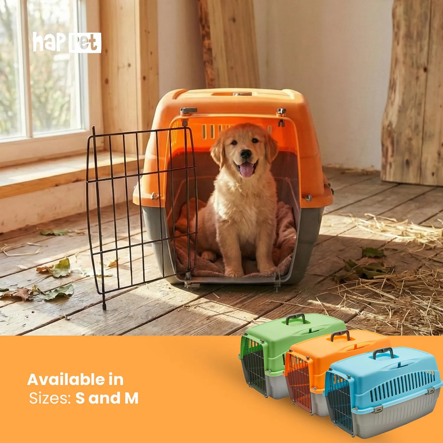 Happet Doggy Transportbox M Orange-Grau 54 cm