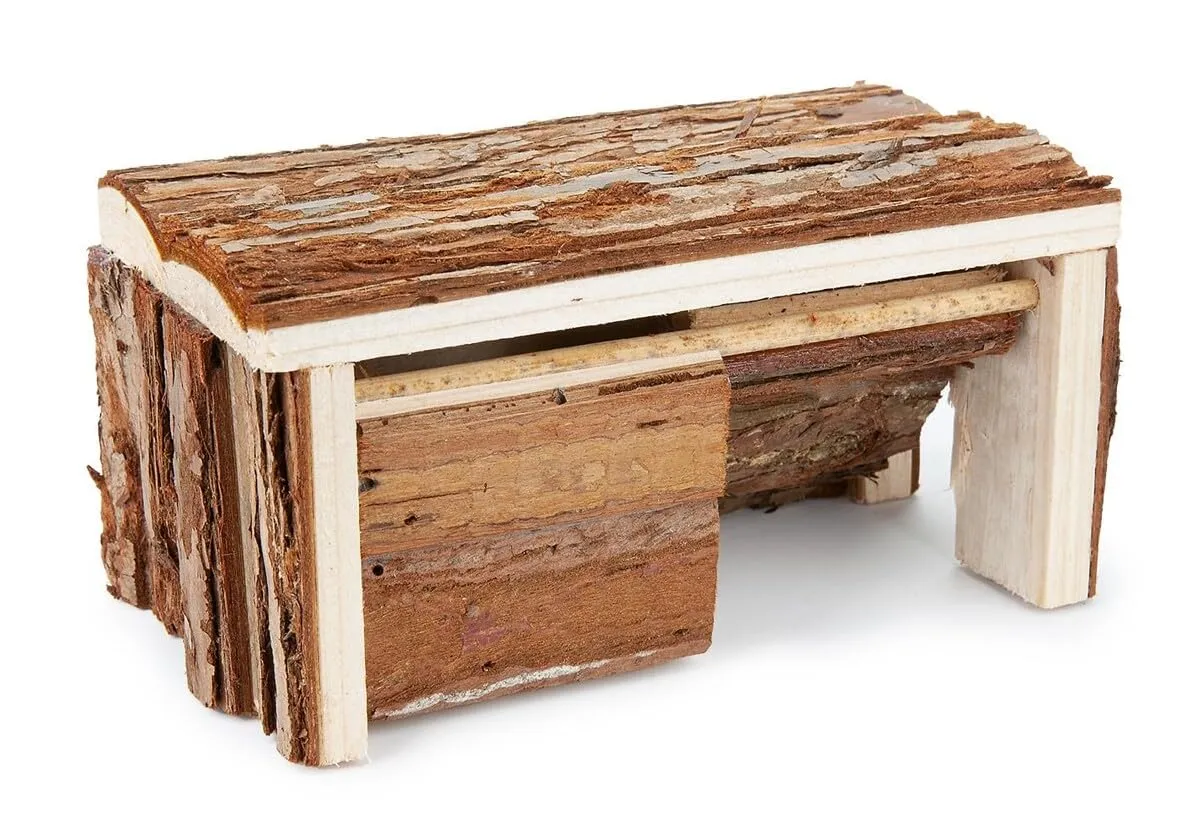 Happet Holzhaus 19 cm Hamsterhaus Rampe Naturholz