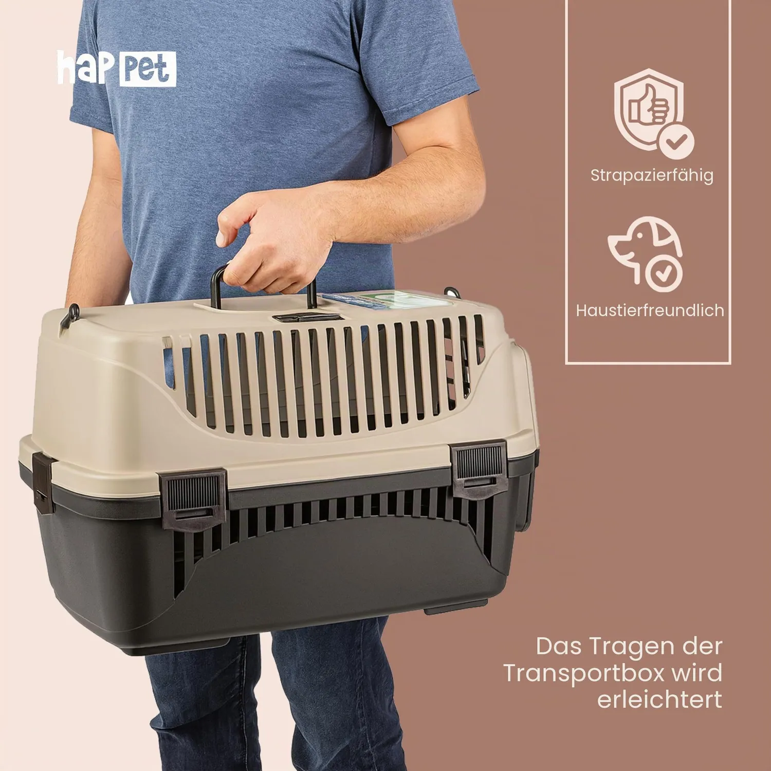 Happet Polly Transportbox S Beige-Braun 48 cm