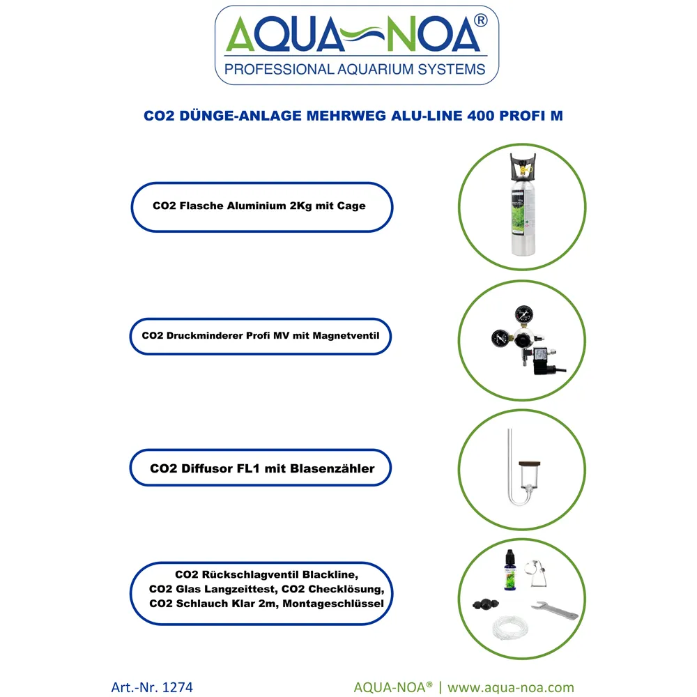 Aqua-Noa 1274 CO2-Anlage Alu-Line 400 Profi M komplett