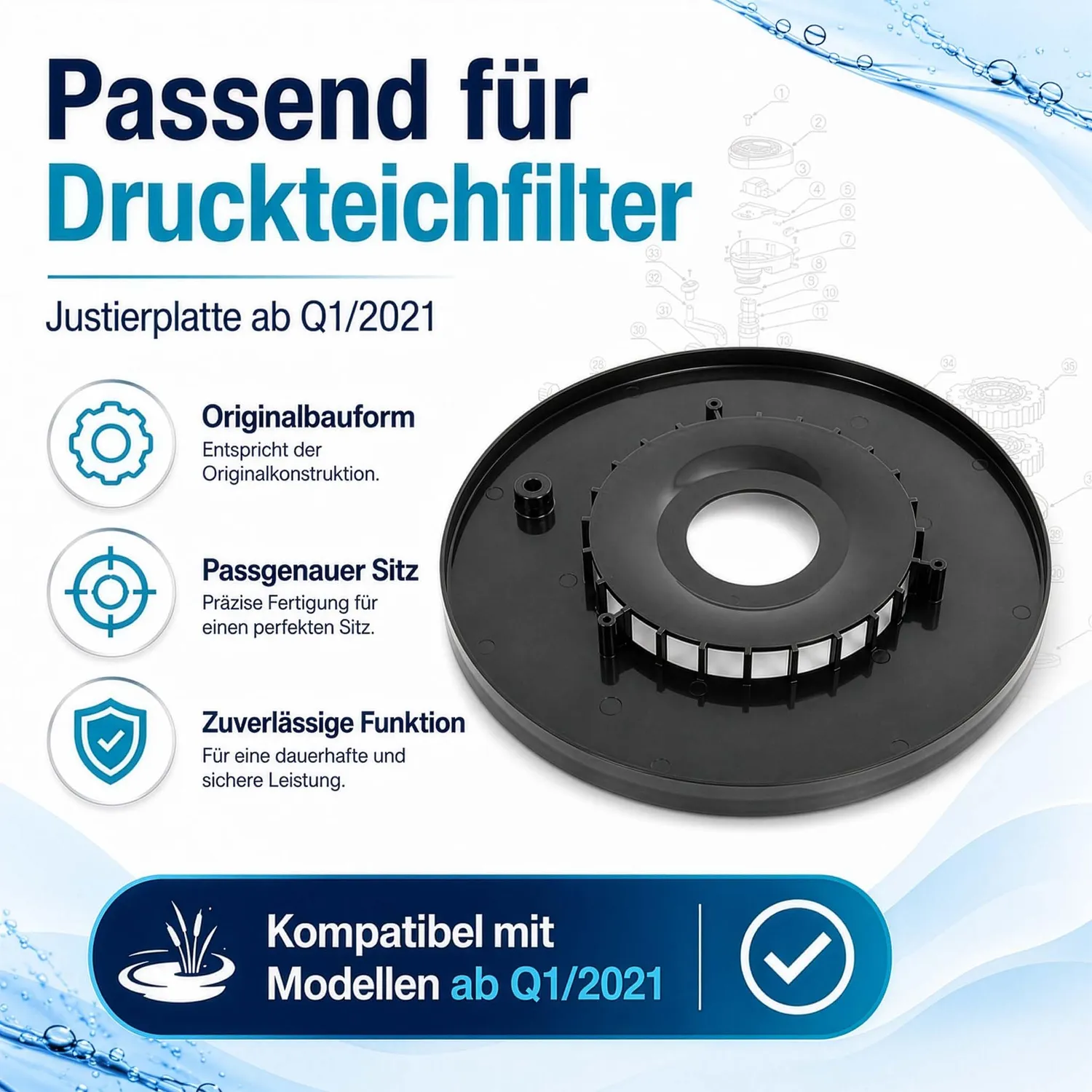 SunSun CPF-15000 Justierplatte Ø294mm Druckfilter Ersatzteil
