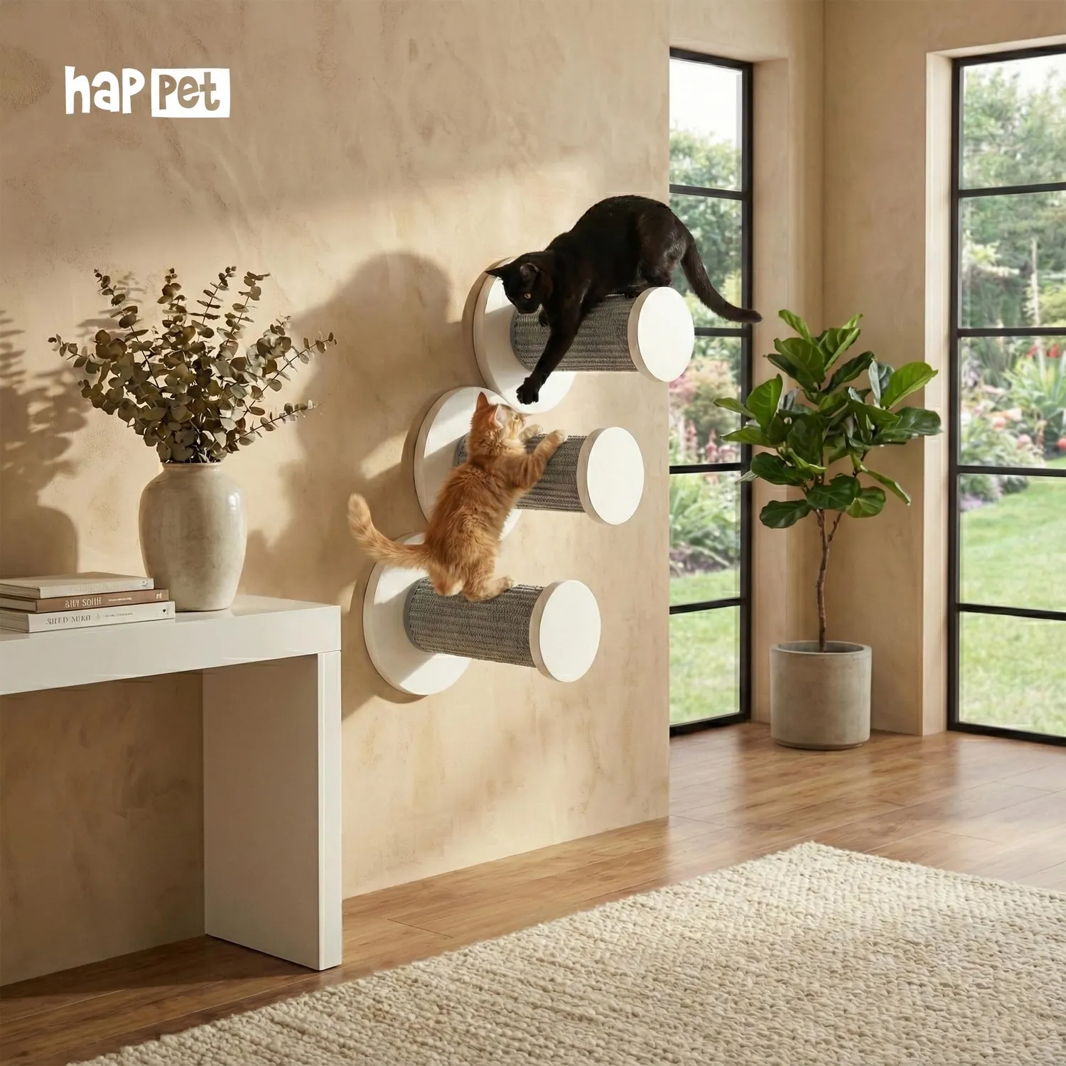Happet Wandstufen Katze 3-tlg 18x22 cm grau Sisal