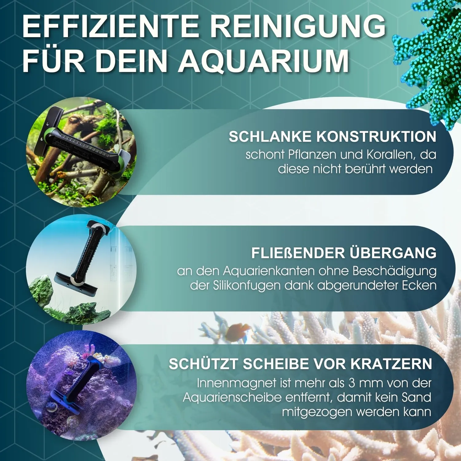 TUNZE Care Magnet Edelstahlklingen Scheibenreiniger 3 Stk