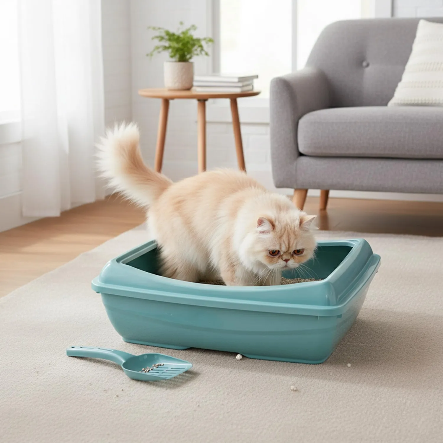 Happet Primal Katzenklo offen 49,5 cm Mintgrün mit Schaufel