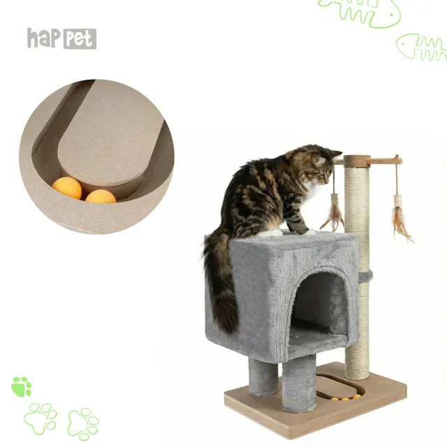 Happet Kratzbaum 64cm Hellbeige Plüschhaus