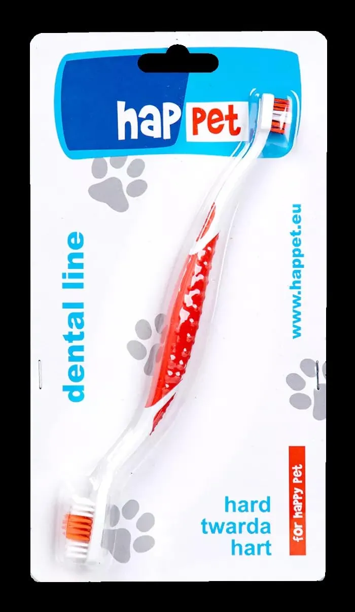 Happet Doppelseitige Zahnbürste Hund Katze Weiß-Rot Nylon