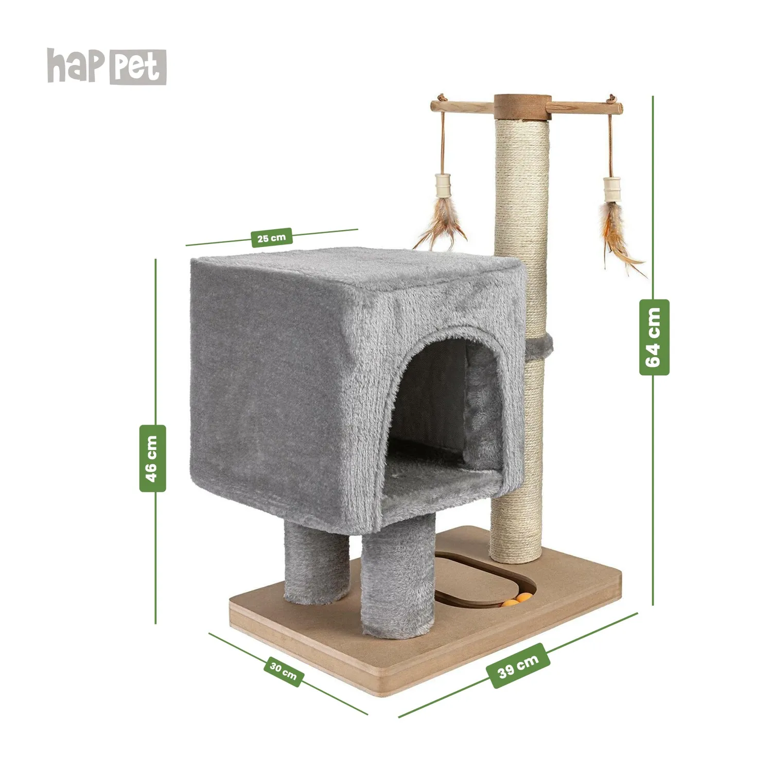 Happet Kratzbaum 64cm Hellbeige Plüschhaus