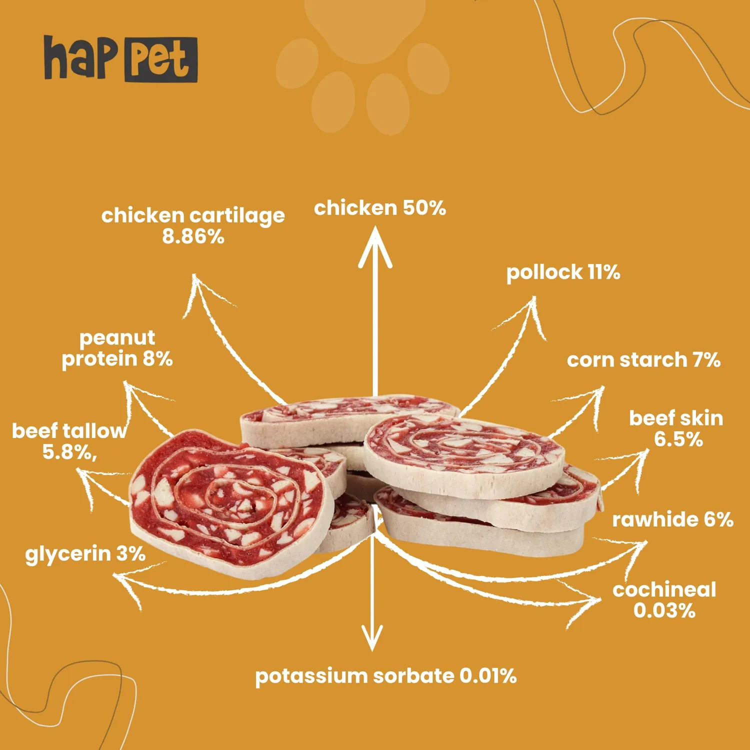 Happet Sushi Salami-Huhn Hundesnack 100 g weich Kollagen