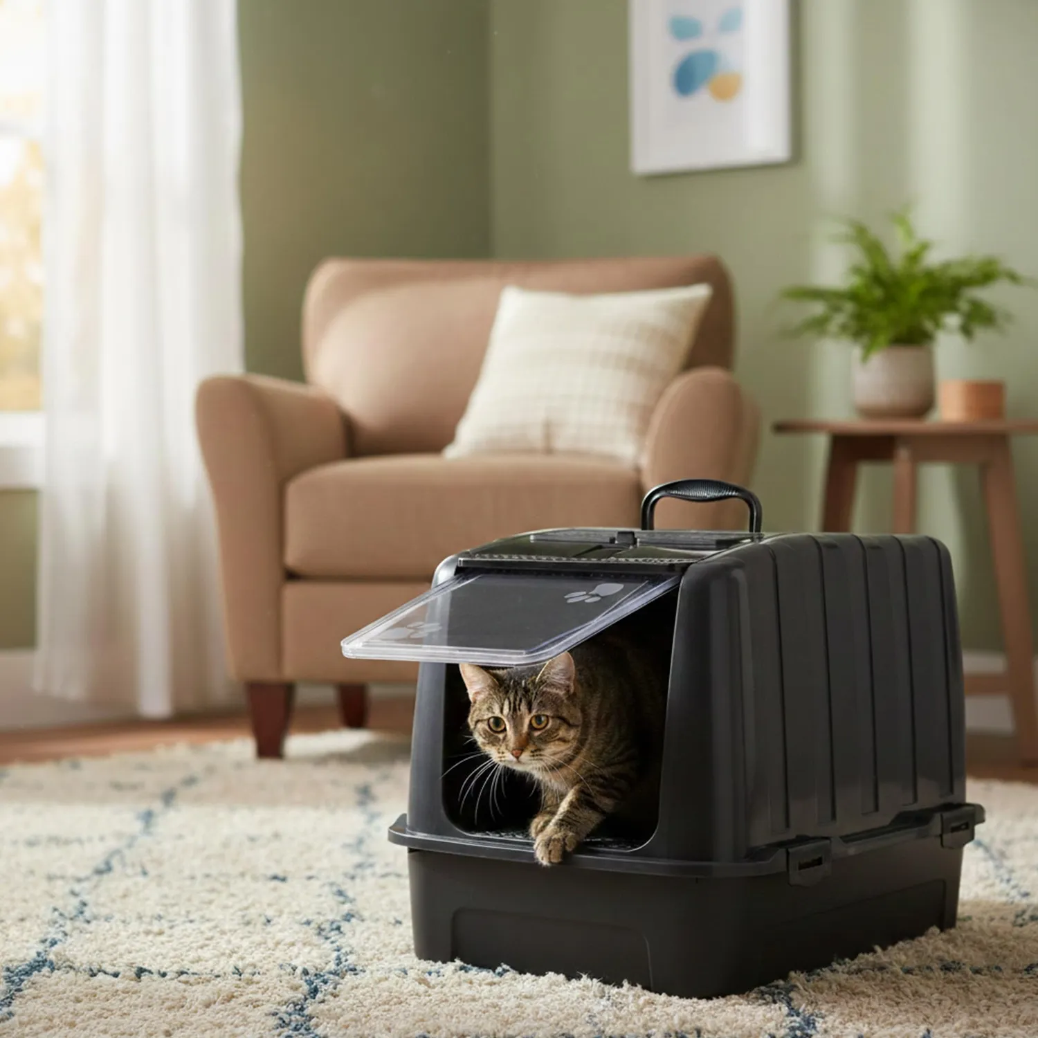 Happet Elite Katzenklo mit Haube 51,5 cm Schwarz