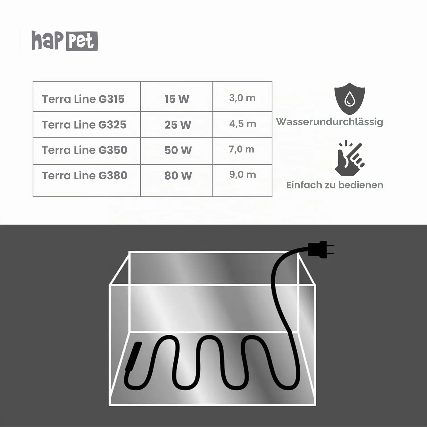 Happet Terra Line Heizkabel 50 W 7 m Terrarium