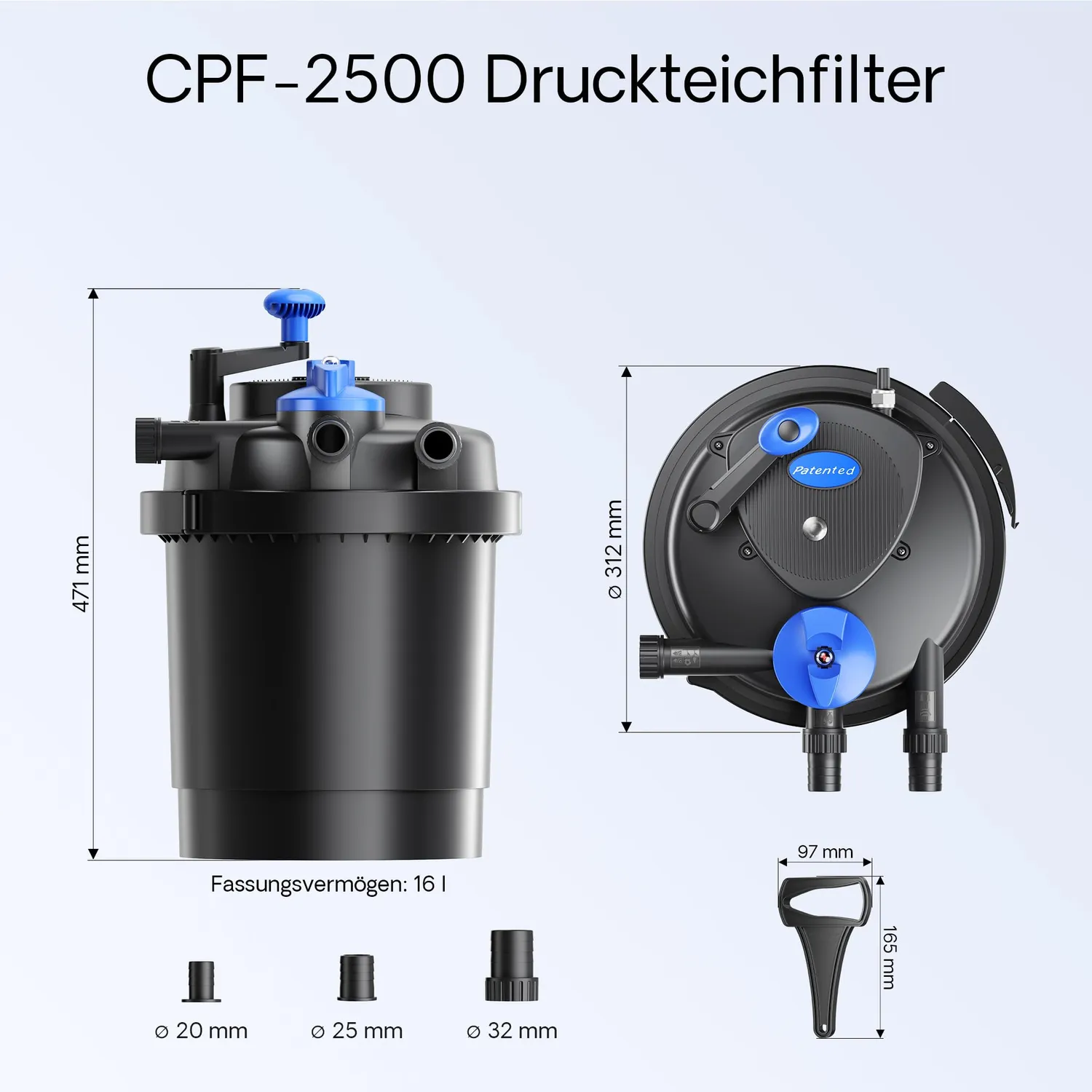 SunSun CPF-2500 Teichfilter-Set 3600 l/h 11W UVC